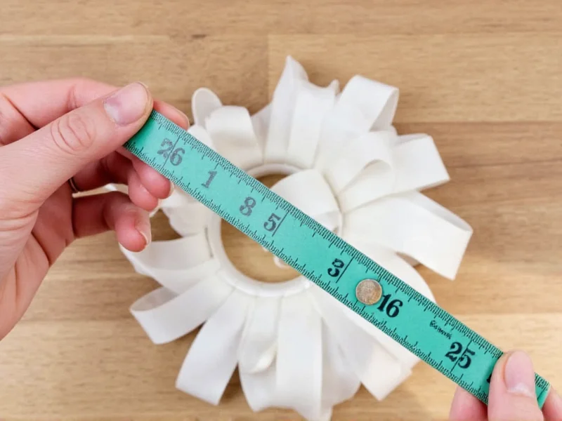 Measuring ribbon for wreath bow foundation loop