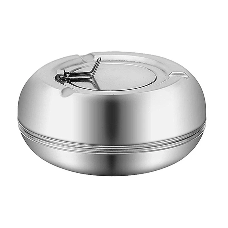 

Stainless Steel Ashtray Cigarettes Tray Patio Tabletop Office Home Bedroom Yard Decoration Gifts, Silver