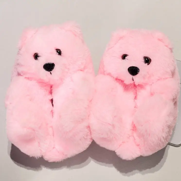 

Hot Sale Popular Soft Custom Fluffy Colorful Plus Wholesale Teddy Bear Fur Slides, Picture