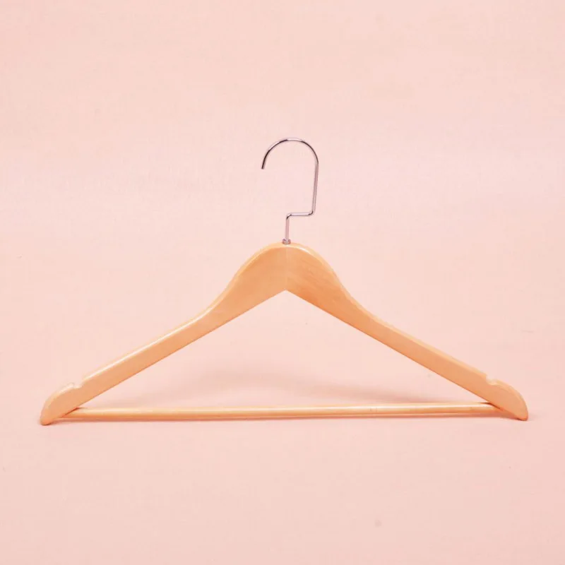 

Luxury Design Natural Wood Square Hook Shirt Hanger With Notches And Bar