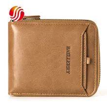 Для мужчин короткие PU кожаный кошелек мода молния Винтаж подросток женские кошельки