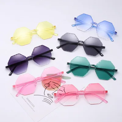 

2021 New Sun Flower Kids Fashion Flexible Soft Polygon Colorful Sunglasses Whole Children Sun Glasses Cheap