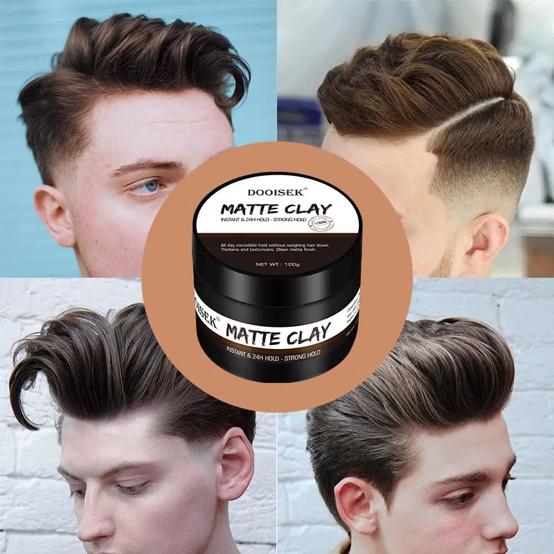 

OEM 100G free sample men's hair styling products strong hold water based hair matte white clay