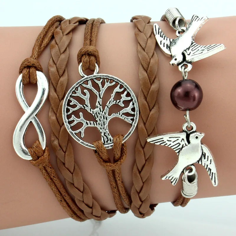 

tree of life bracelet infinity bracelet handmade leather bracelet for men and women, Picture