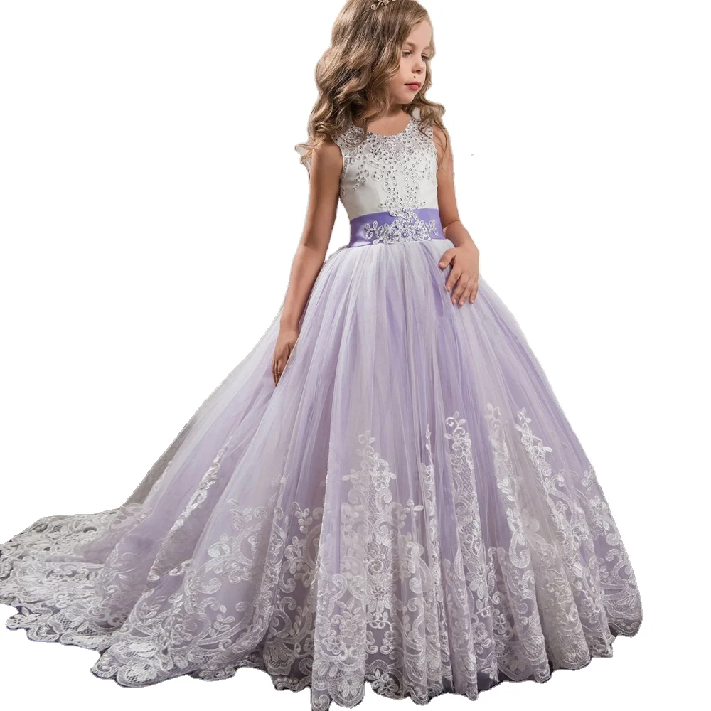 

New Fashion Girl Show Dress Party Birthday Wedding Princess baby Girls Clothes Children Kids Bubble Girl Dresses, Picture shows