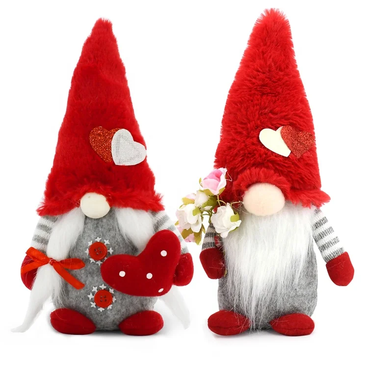 

2022 New Arrival Valentines Gnomes Plush Decorations Handmade Swedish Tomte Doll Sweet Valentine's Day Gift Home Table Decor