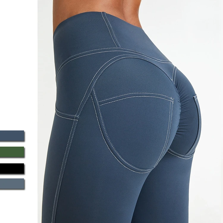 

2XL Plus Size Women's Long Length High Waist Tight Gym Jean Leggings Sweat-Wicking Scrunch Butt Lift Yoga Pants, As picture