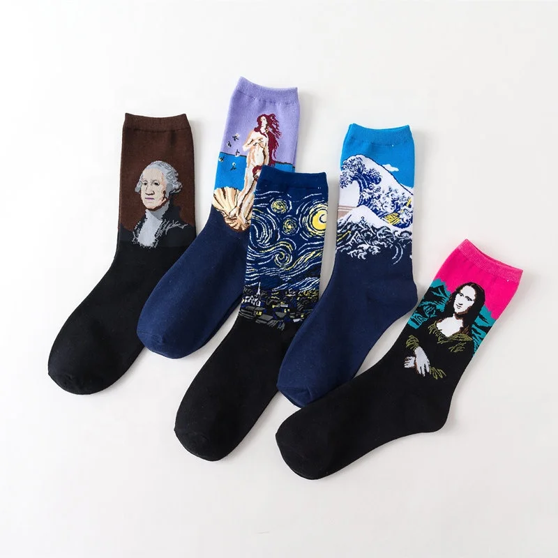 

wholesale manufacturer high quality funny character art oil painting santa novelty socks