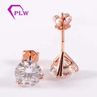 

14k rose gold double prongs setting 1.5ct hearts arrows cut moissanite earring stud women birthday gift