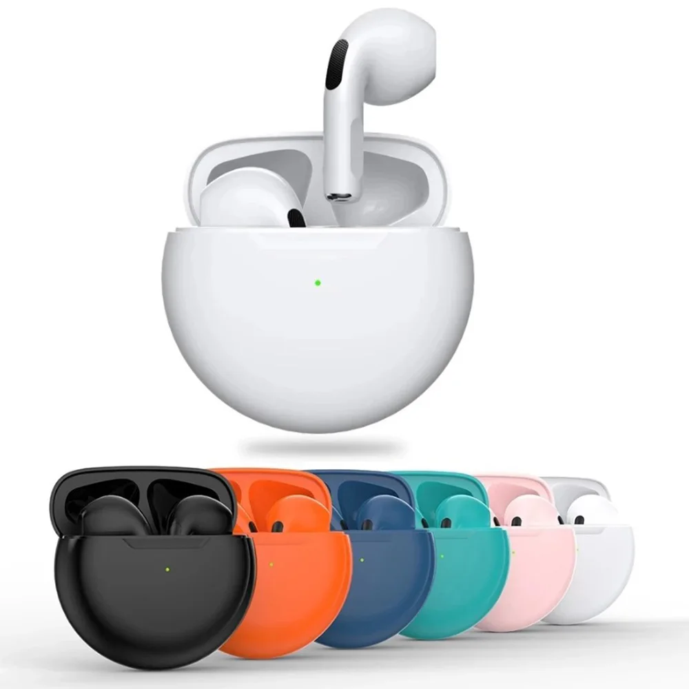 

2021 round shape bass quality 6 color tws earbuds air pro 6 headphones