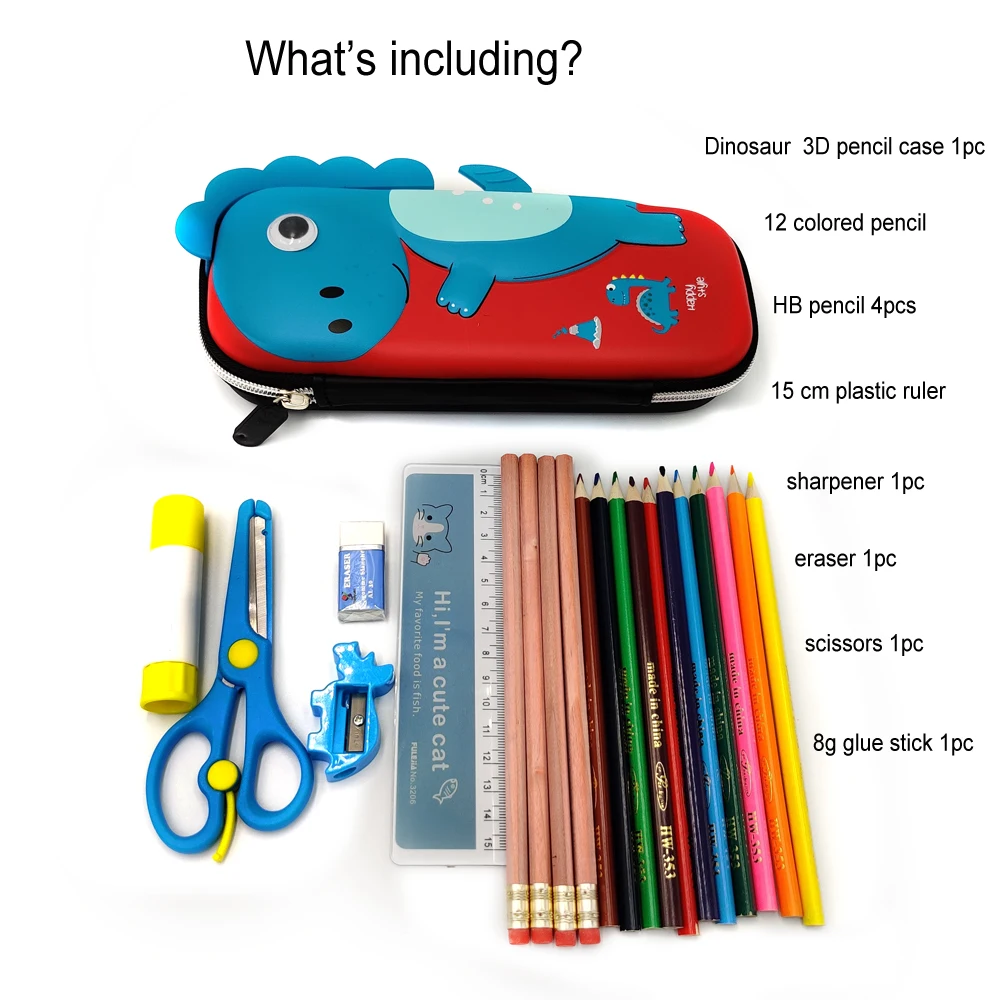 
3D Pencil Case Dinosaur Essential Kids Supplies 2020 Back To School Stationery Set 