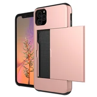 

Business Phone Cases For iPhone X XS Max 11 Pro Max Case Slide Armor Wallet Card Slots Holder Cover Hybrid Tough Rugged Case