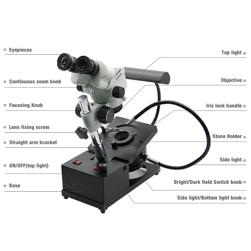 Fable Adjustable Binocular Jewelry Microscope,Gemology Professional
