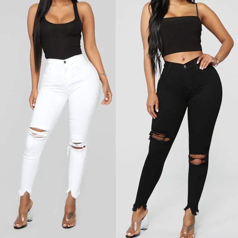 

Denim pants female jeans high waist summer women's jeans Female Pockets Wash Denim white jeans for women vaqueros mujer #G6