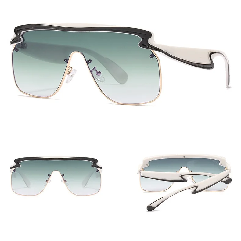 

Fashionable Stylish Rimless Womens Shades Sunglasses Oversized Big Square One Piece Lens UV400 Sunglasses 2021