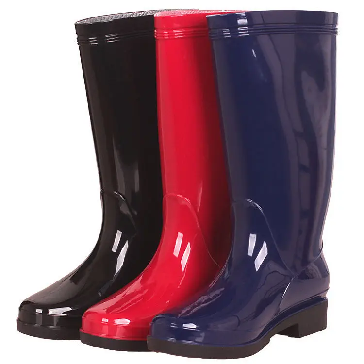 

Unisex Gender and Rubber Outside Material PVC rain boots Wholesale adult high rain wear waterproof high rainboots for women, Blue,red,black