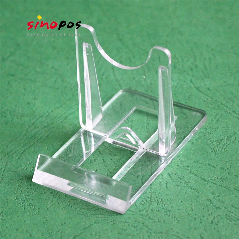 
10pack Plastic Twist Adjustable Sliding Stand 7cm, card coin plate cell phone jewelry display rack movable clear acrylic bracket 