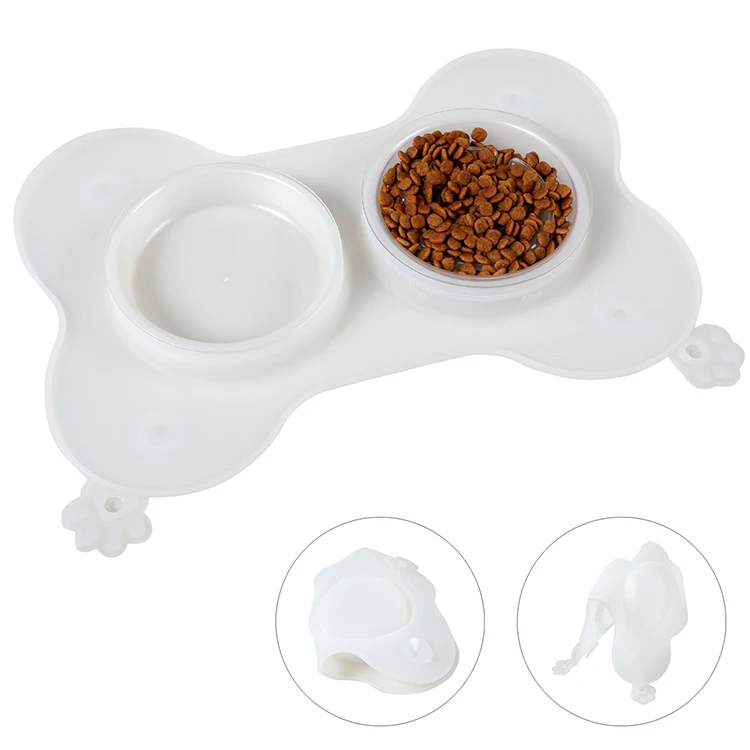 

New Design Pet Water Bowl Collapsible Travel Feeding Food Bowls Slow Down Food Feeder, White, black
