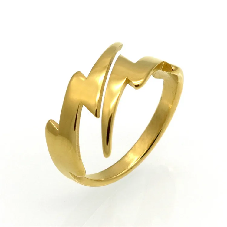 

Classic High Polish 18k Gold Cloud Flash Thunder Wrap Lightning Bolt Open Ring