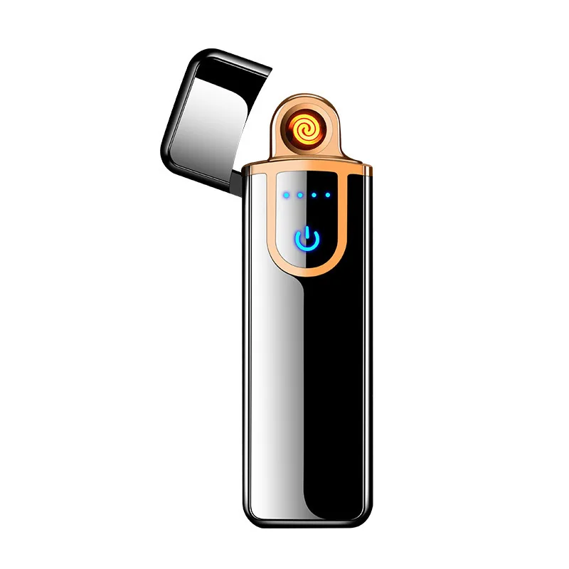 

USB mini electronic lighter windproof metal Charging electric Lighters for men gadgets mens gifts cigarette smoking accessories, Black brushed,gold brushed,blue brushed,red brushed