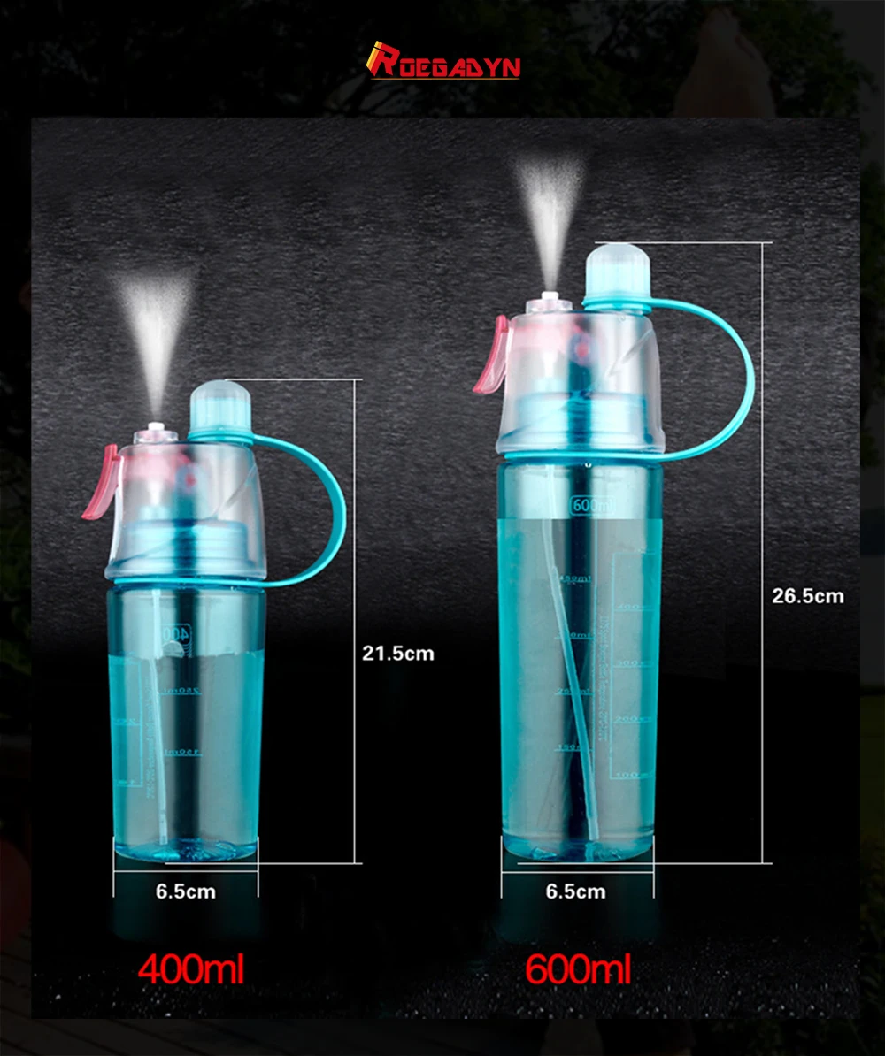 400/600ml Sports Portable Spray Sucking Drinking Plastic Water Bottles ...