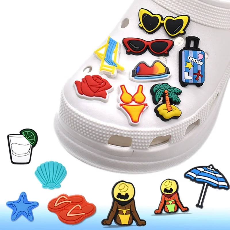 

New Trend beach vacation charms for Clog Charm Soft PVC Custom Shoe Charm for kid Clog, As pictures