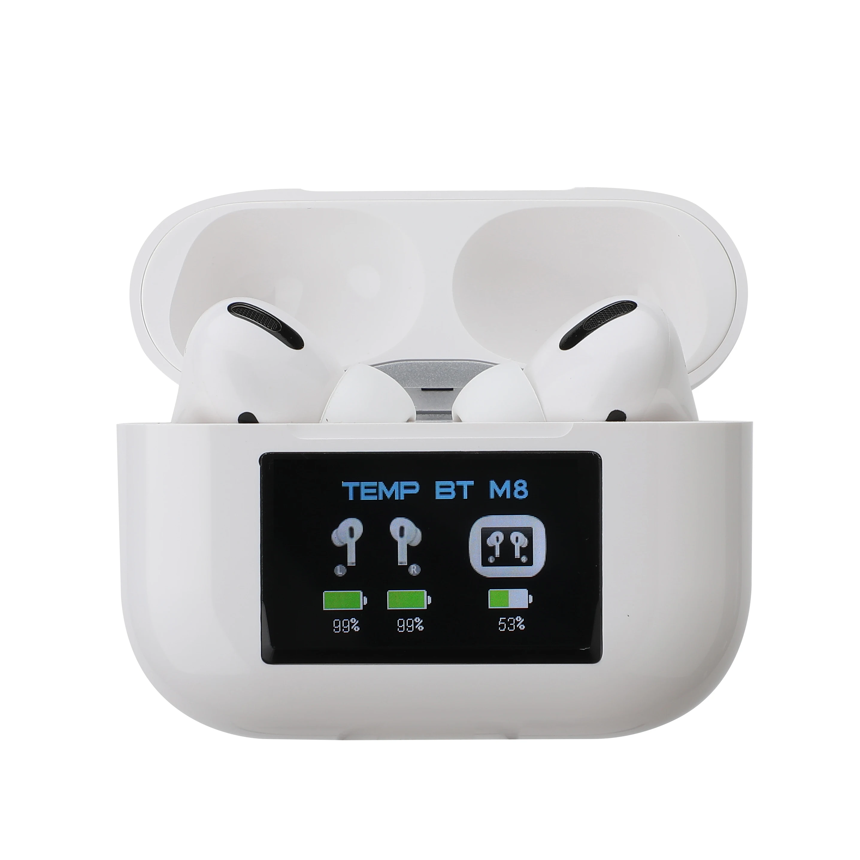 

2021 new trending M8-T Noise Cancelling BT 5.0 TWS Body Temperature Measurement Earphone & Headphone with LCD display