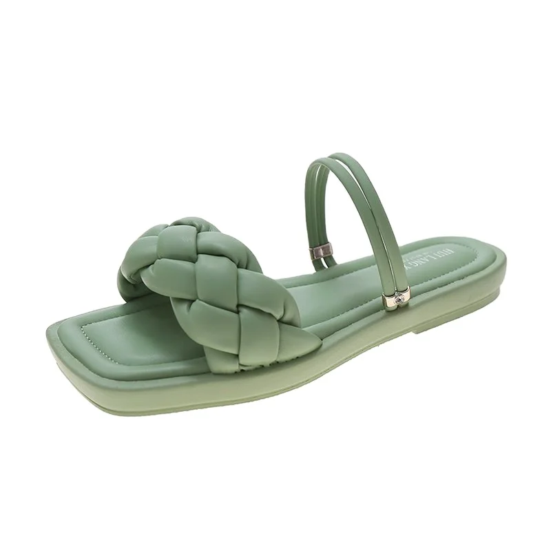 

2021 weave style women's slippers comfortable ladies sandals fashion slides slippers hot sales, Colorful