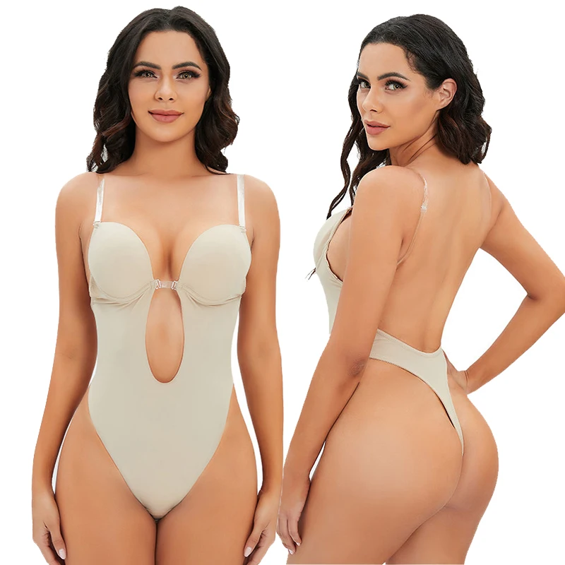 

Wholesale Women Bodysuit U Thong Shaper Wear Fit Waist Trainer for Slimming, Beige