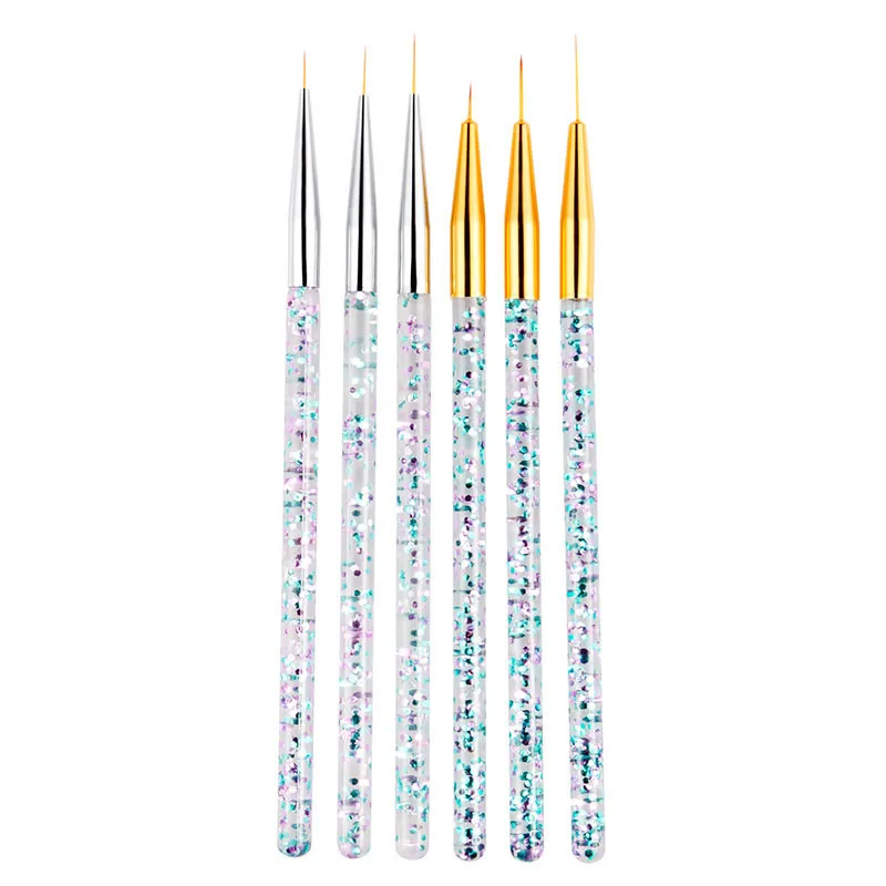 

Nail Art Brush Light Therapy Hook Line Stroke Flower Brushes Set 3pcs, Gold/silver