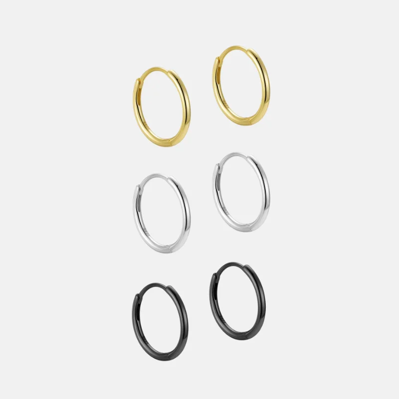 Minimalist 925 Sterling Silver Large Geometric Korean Designer Fashion Fine Jewelry Gold Plated Hoop Earrings Women