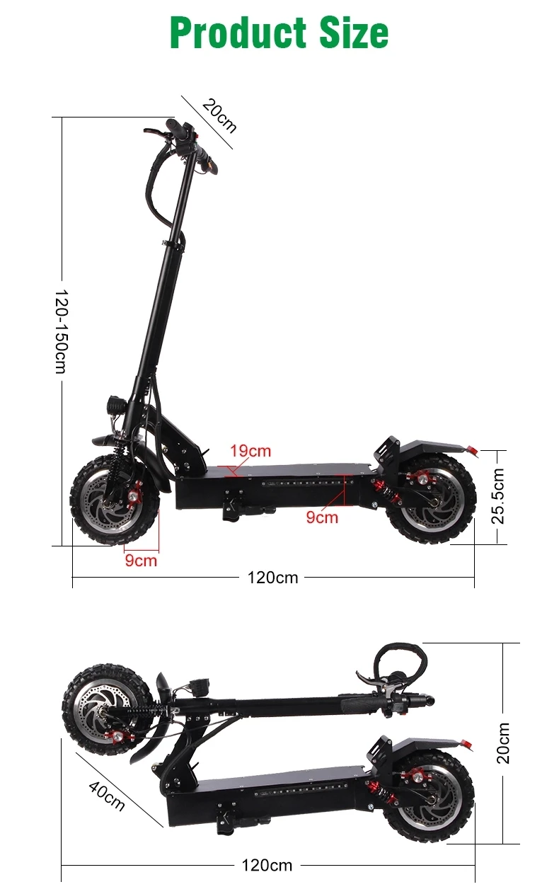 Eu Stock Two Big Wheel Foldable Electric Scooter 60 Kmh 100kmh 80kmh 5600w Off Road Electric