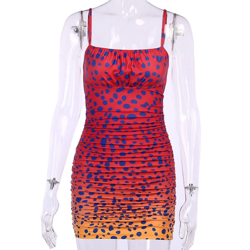 

2020 new arrivals summer collection spaghetti strap women red leopard printed sexy bodycon casual dresses