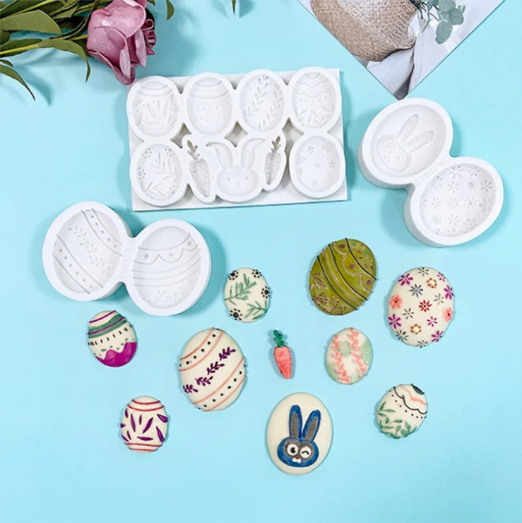 

LOVE'N LV353T Amazon's best selling creative Easter egg set cake decoration silicone mold cartoon rabbit chocolate baking mold
