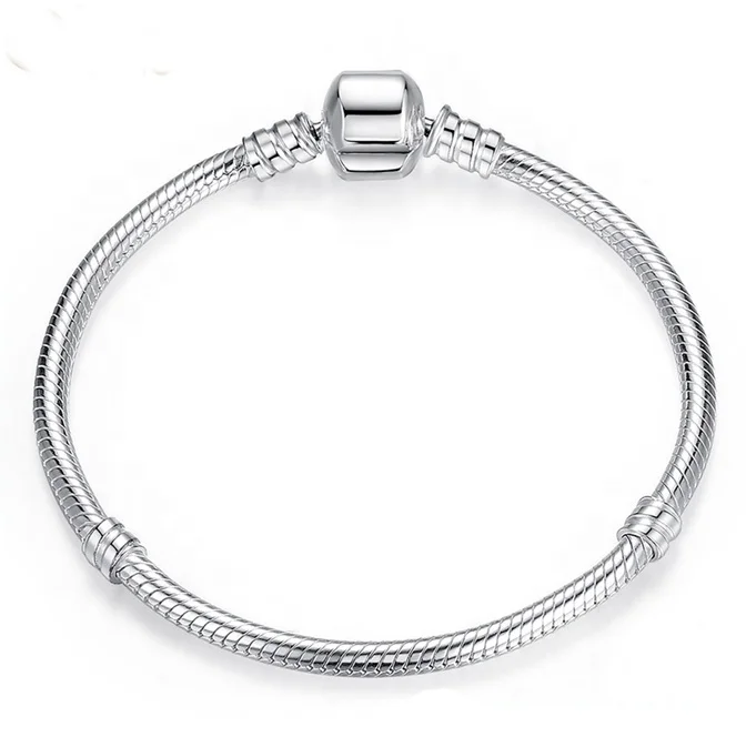 

Classic design gold plated 925 Sterling Silver 3mm Snake Bone Chain Charm Bracelet Custom multiple styles DIY Jewelry