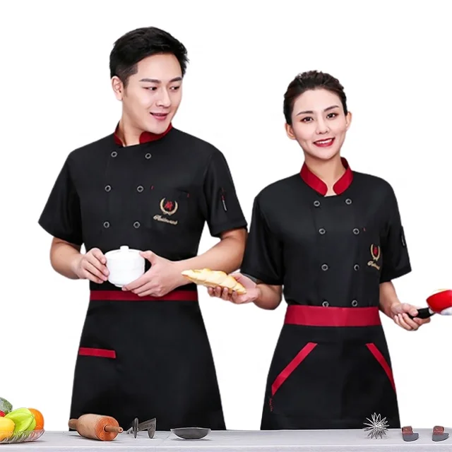 

SunYue High Quality New Fashion Restaurant Hotel White/Black Chef Clothes Short Sleeve Chef Coat Jacket Uniform