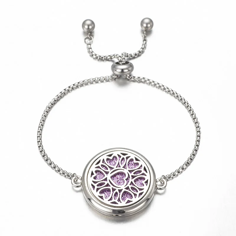 

Fashion Aromatherapy Women Bracelet Jewelry Heart Pattern Photo Frame Wholesale OEM Essential Oil Perfume Diffuser Bracelets, As picture