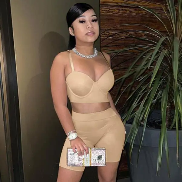 

K21S10695 Wholesale summer 2022 women clothing custom tracksuit bodysuit two piece shorts sets women 2 pieces set women