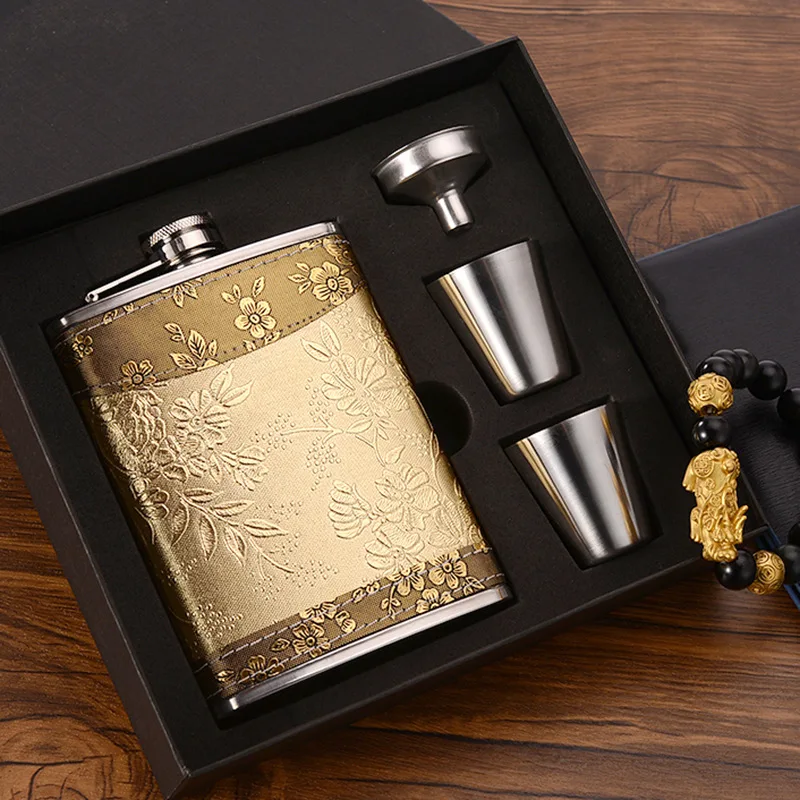 

9oz Stainless Steel Hip Flask Bottle set with Free Funnel Liquor And Tobacco Pipe Drinking of Alcohol Whiskey Groomsman Gift