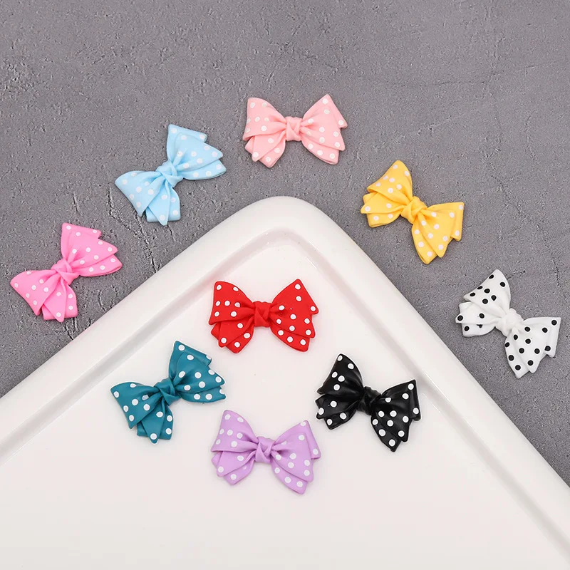 

yiwu wintop lovely dot pattern colored bow knot design flat back resin cabochons for girl kids hairpin hair band