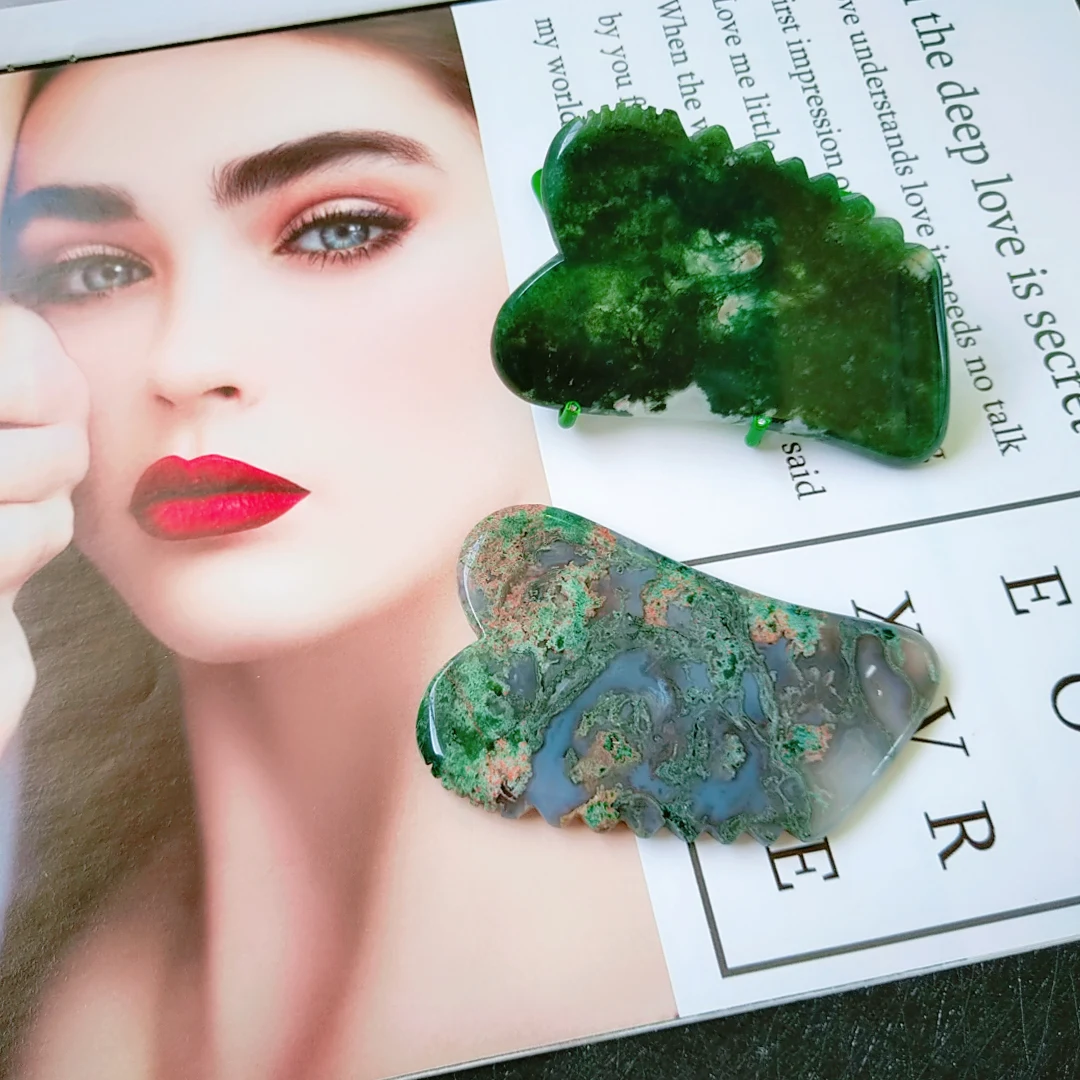 

Hot Sale moss agate jagged square shape Eye Massage Tool For Beauty Healthy
