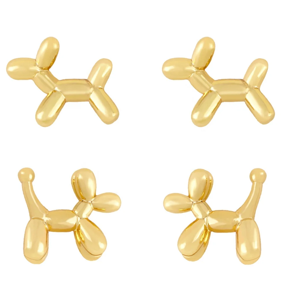 

Cute and exquisite fashion balloon dog earrings 18K gold plated earrings simple and compact mini pierced earrings