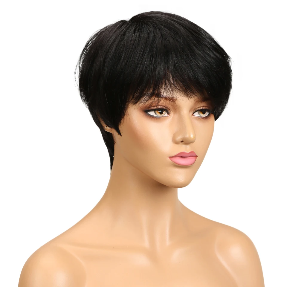 

Sleek Wholesale Cheap Short Bob Wig Brazilian Remy Straight Hair Human Hair Wigs For Women Ombre Color Full Machine Made Wig, Pictures showed color