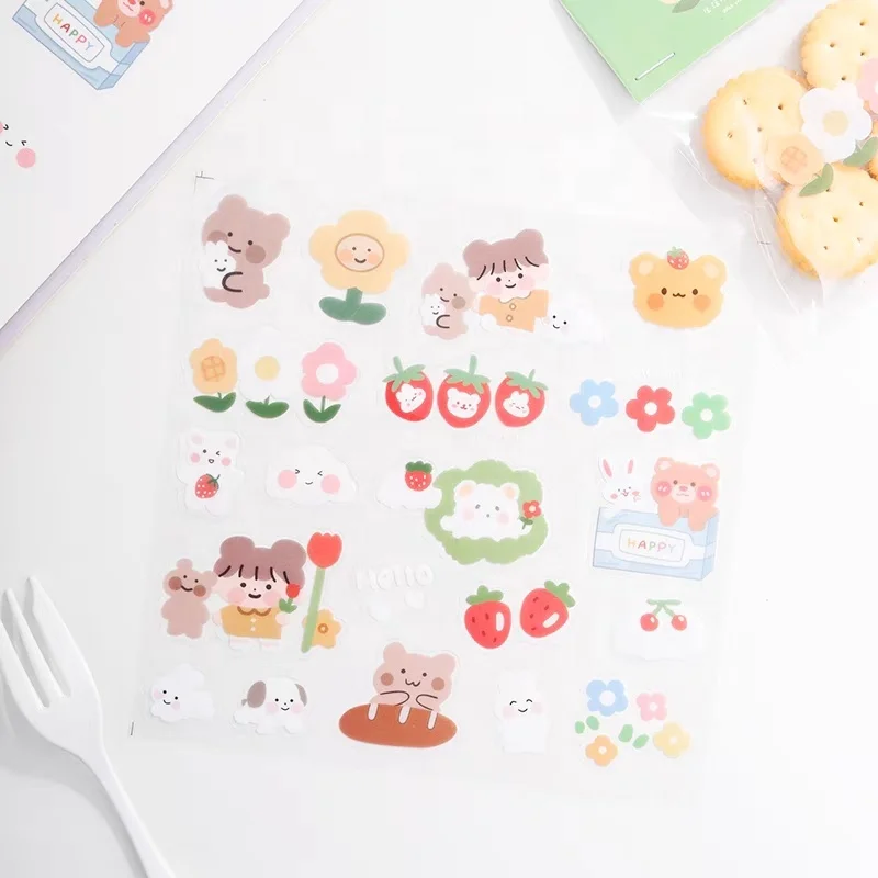 

Cute transparent cartoon baking sticker box cookie jar bag milk tea bottle sticker label