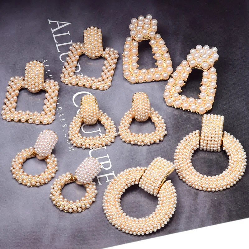 

Kaimei 2020 Wholesale Geometric Metal Pearl Dangle Drop Earrings High-Quality ZA New Pearl Earrings For Women Fashion, Many colors fyi