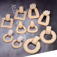 

Kaimei 2020 Wholesale Geometric Metal Pearl Dangle Drop Earrings High-Quality ZA New Pearl Earrings For Women Fashion