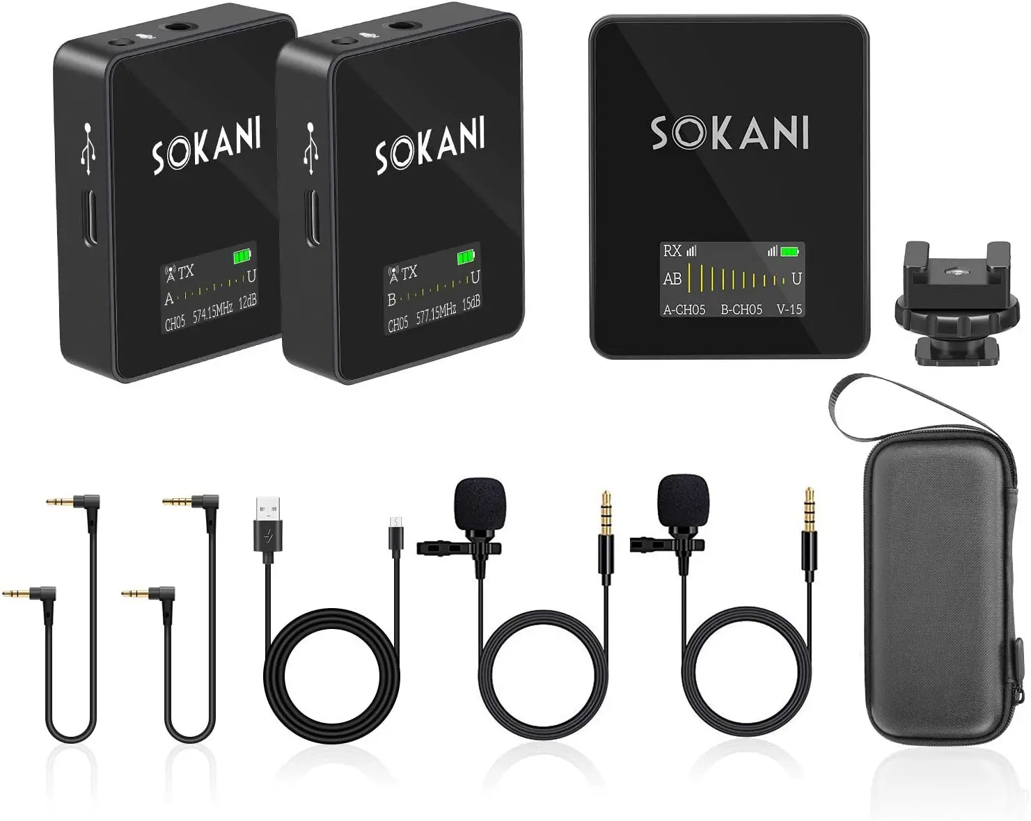 

SOKANI Tiny UHF Wireless Lavalier Microphone System Lapel Mic for DSLR Cameras Phone iPhone Android Smartphone Canon Nikon