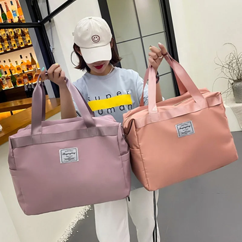 

Colorful Cuboid Cube Shape Portable Foldable Ladies Hand Carry Waterproof Weekend Tote Duffle Travel Gym Bag with 2 Side Pockets