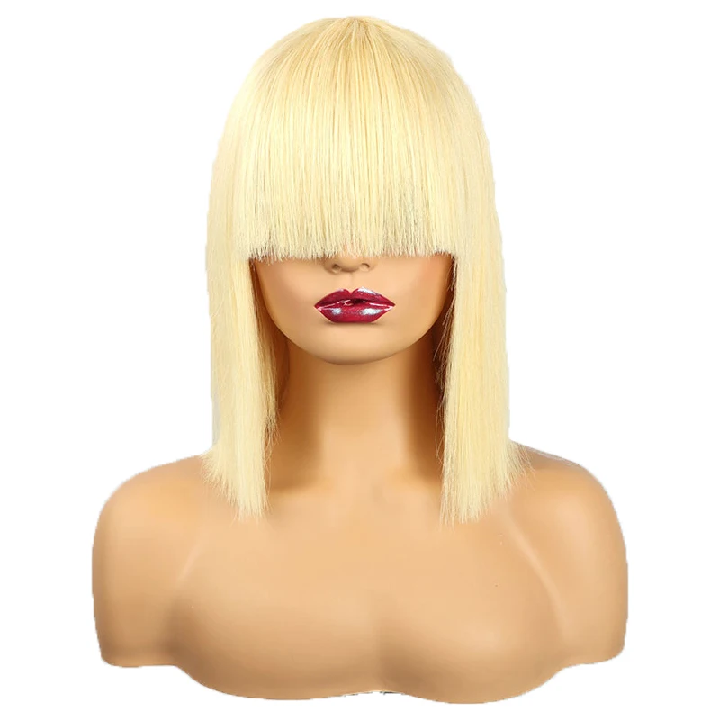 

Cheap Price Short Bob Wig Full Machine Made Wig With Bangs,Partial Afro Lace Front Wig,Virgin Raw Cambodian Hair Wig