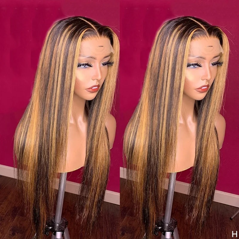

Drop Shipping Pre Plucked Raw Virgin Brazilian Highlight Silk Straight Swiss Transparent Lace Front Wigs Human Hair Hair Vendors